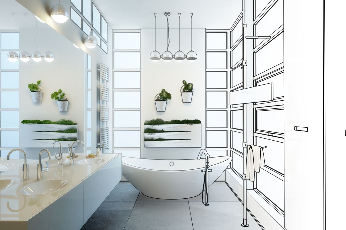 Bathroom renovation design visualization